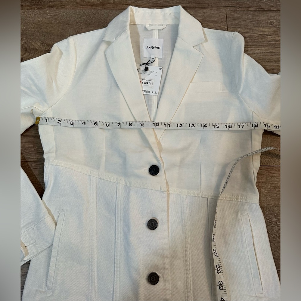 Desigual Hybrid Denim Blazer – Off-White Linen-Cotton Blend (Size 38 / NWT) - Picture 6 of 14